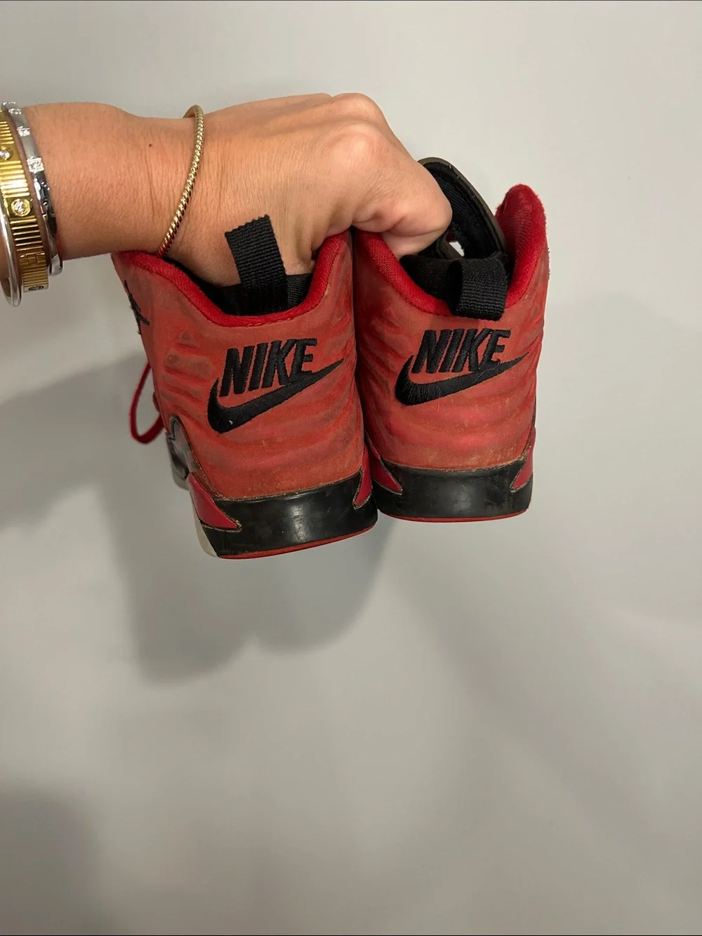 Jordan Kids' Red and Black High-Top Sneakers